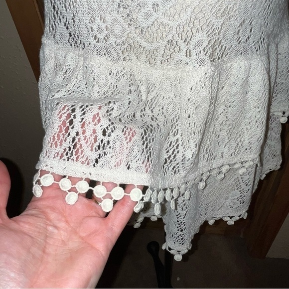 Free People Daydream Cream Lace Layered Crochet Boho Swing Tank Top Size Small - Picture 7 of 12